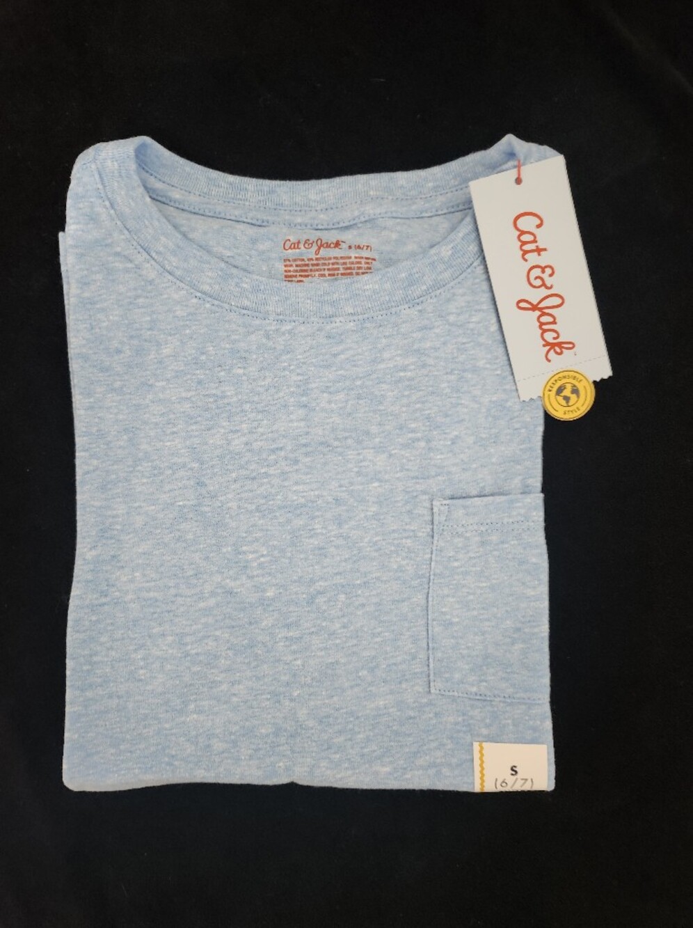 Cat & Jack Light Blue Short Sleeve Pocket Tee